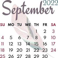 calendario del mese settembre 2022 vettore