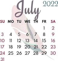 calendario dei mesi luglio 2022 vettore