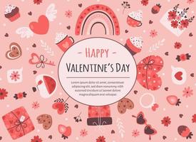 biglietto di auguri di san valentino. San Valentino ed elementi romantici. vettore