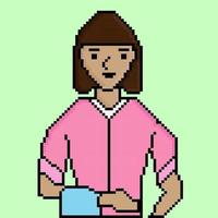 illustrazione del servizio di pulizia delle donne del pixel di progettazione di stile vettore