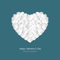 La cartolina d&#39;auguri felice di San Valentino con il taglio della carta del cuore bianco stype su fondo verde, vettore Desgin