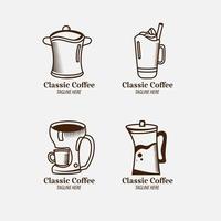 fantastico logo aziendale coffee shop set bundle segno di branding in stile classico, identità ed etichetta cafe vettore