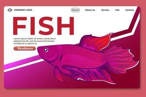 modelli di landing page o pagine web per negozio di animali, aquaspace, pesce e pesce betta. concetti di illustrazione vettoriale disegnati a mano per lo sviluppo di siti Web e siti Web mobili.