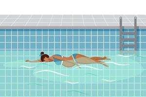 carina donna incinta nuota in piscina. concetto di attività di gravidanza sana. illustrazione vettoriale in stile cartone animato piatto