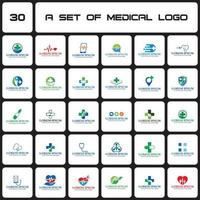 un set di logo medico, un set di logo farmacia vettore