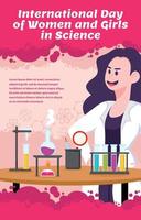 giornata internazionale delle donne e delle ragazze nel concetto di scienza vettore