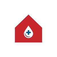 logo della casa del sangue, logo astratto della casa medica vettore