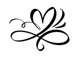 Segno di amore cuore disegnato a mano. Illustrazione vettoriale di calligrafia romantica. Simbolo dell&#39;icona di Concepn per t-shirt, cartolina d&#39;auguri, matrimonio poster. Design piatto elemento del giorno di San Valentino
