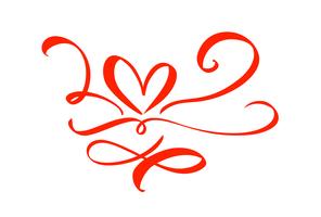 Segno di amore cuore disegnato a mano. Illustrazione vettoriale di calligrafia romantica. Simbolo dell&#39;icona di Concepn per t-shirt, cartolina d&#39;auguri, matrimonio poster. Design piatto elemento del giorno di San Valentino