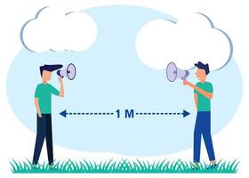 illustrazione grafica vettoriale personaggio dei cartoni animati di mantenere una distanza di 1 metro