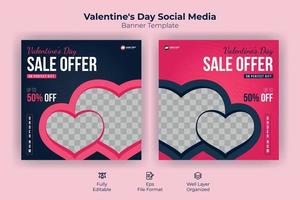 design del modello di banner per la copertina del post sui social media di vendita di san valentino vettore