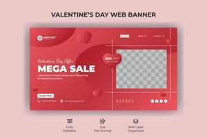 design del modello di banner per la copertina del post sui social media di vendita di san valentino vettore