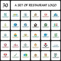 un insieme di logo del ristorante, un insieme di logo del cibo vettore