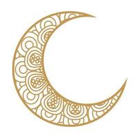 luna crescente dorata su sfondo bianco vettore