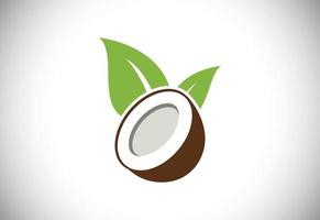 cocco moderno creativo con modello di progettazione del logo del segno delle foglie vettore