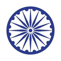 simbolo indiano della ruota di ashoka blu, chakra di ashoka vettore