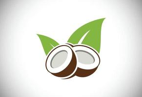 cocco moderno creativo con modello di progettazione del logo del segno delle foglie vettore