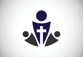 logo della chiesa. simboli del segno cristiano. la croce di gesù vettore