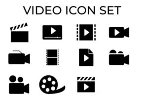 icona video impostata su sfondo bianco vettore