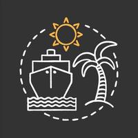 icona del concetto di gesso dell'agenzia di viaggi. trasporto d'acqua. riposo estivo. vacanza. nave da crociera. idea di viaggio transatlantico. illustrazione della lavagna isolata vettoriale