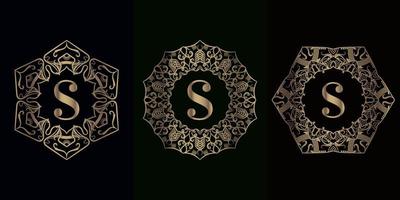 collezione di logo iniziale s con cornice ornamentale mandala di lusso vettore