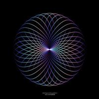 linee di luce spettro colorato astratto modello di tessitura a forma di cerchio isolato su sfondo nero. illustrazione vettoriale in tecnologia concettuale, scienza, musica, moderno.