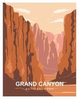 fondo dell'illustrazione di vettore del parco nazionale del grand canyon dell'arizona. adatto per stampa artistica, poster. fumetto piatto illustrazione vettoriale in stile colorato.