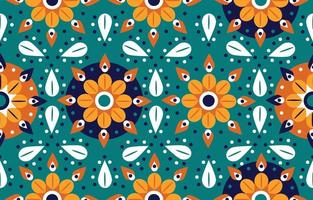 motivo floreale etnico art. senza cuciture in ricamo tribale, popolare, bellissimo sfondo verde. ornamento di arte geometrica azteca print.design per moquette, carta da parati, abbigliamento, avvolgimento, tessuto, copertina vettore