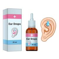 pacchetto del prodotto di gocce per le orecchie realistico isolato vettore