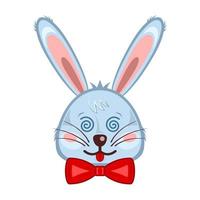testa di coniglio coniglio faccia ipnosi cartone animato isolato sfondo bianco vettore