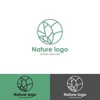 logo della pianta tropicale. emblema del fiore del cerchio in stile lineare n cerchio. distintivo astratto vettoriale per la progettazione di prodotti naturali, fiorista, cosmetici, concetto di ecologia, benessere, spa, centro yoga.