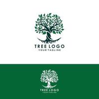 radice dell'illustrazione del logo dell'albero. vettore silhouette di un albero, astratto vibrante logo design albero, vettore radice - albero della vita logo design ispirazione isolato su sfondo bianco.