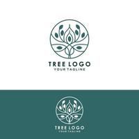 radice dell'illustrazione del logo dell'albero. vettore silhouette di un albero, astratto vibrante logo design albero, vettore radice - albero della vita logo design ispirazione isolato su sfondo bianco.