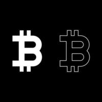 bitcoin icon set colore bianco illustrazione stile piatto semplice immagine vettore