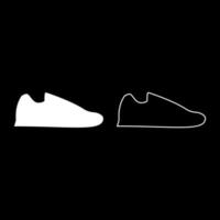 scarpe da corsa scarpe da ginnastica scarpe sportive scarpe da corsa icon set colore bianco illustrazione vettoriale immagine in stile piatto