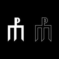 monogramma a croce simbolo del tridente simbolo del concetto segreto croce religiosa set di icone colore bianco illustrazione vettoriale immagine in stile piatto