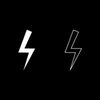 fulmine energia elettrica flash icona fulmine set di profili colore bianco illustrazione vettoriale immagine in stile piatto