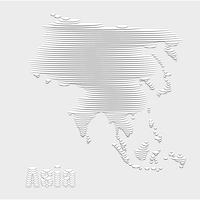 Linea astratta della mappa dell&#39;Asia su grafica vettoriale. vettore