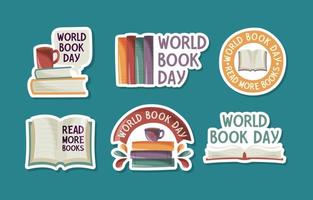 collezione di adesivi doodle giornata mondiale del libro vettore