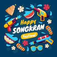 felice sfondo del festival di songkran vettore