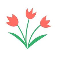 icona di tulipani vettoriali. prima illustrazione di piante in fiore. clip art floreale. graziosi fiori primaverili piatti isolati su sfondo bianco. vettore