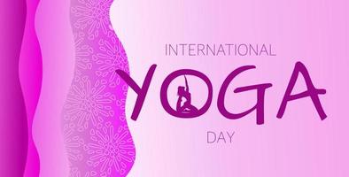 illustrazione per la giornata mondiale dello yoga. sagoma di una ragazza che fa yoga in una lettera. stile di vita sano, stretching, meditazione. vettore
