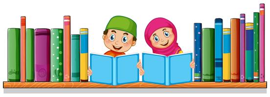 Libro di lettura studente musulmano vettore