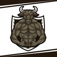 illustrazione di logo della mascotte del muscolo animale forte del toro vettore
