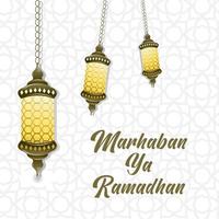 marhaban ya ramadhan lampada islamica sfondo vettoriale