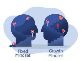 grande testa umana pensa la crescita mentalità diversa mentalità fissa concetto di vettore