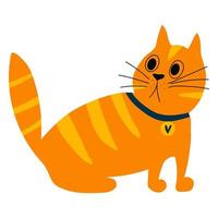 illustrazione vettoriale di gatto zenzero in stile piatto cartone animato. personaggio divertente per animali domestici per design, carte, tessuti per bambini