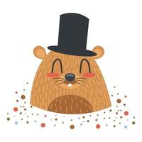 testa di marmotta carina cartone animato in un cappello. illustrazione vettoriale isolata