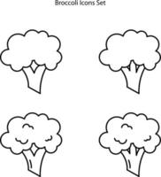 icone di broccoli messe isolate su priorità bassa bianca. icona di broccoli linea sottile contorno lineare simbolo di broccoli per logo, web, app, ui. segno semplice dell'icona dei broccoli. vettore