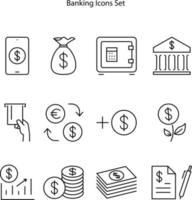 icone della banca impostate isolate su sfondo bianco. icona della banca linea sottile contorno lineare simbolo della banca per logo, web, app, ui. segno semplice dell'icona della banca. vettore